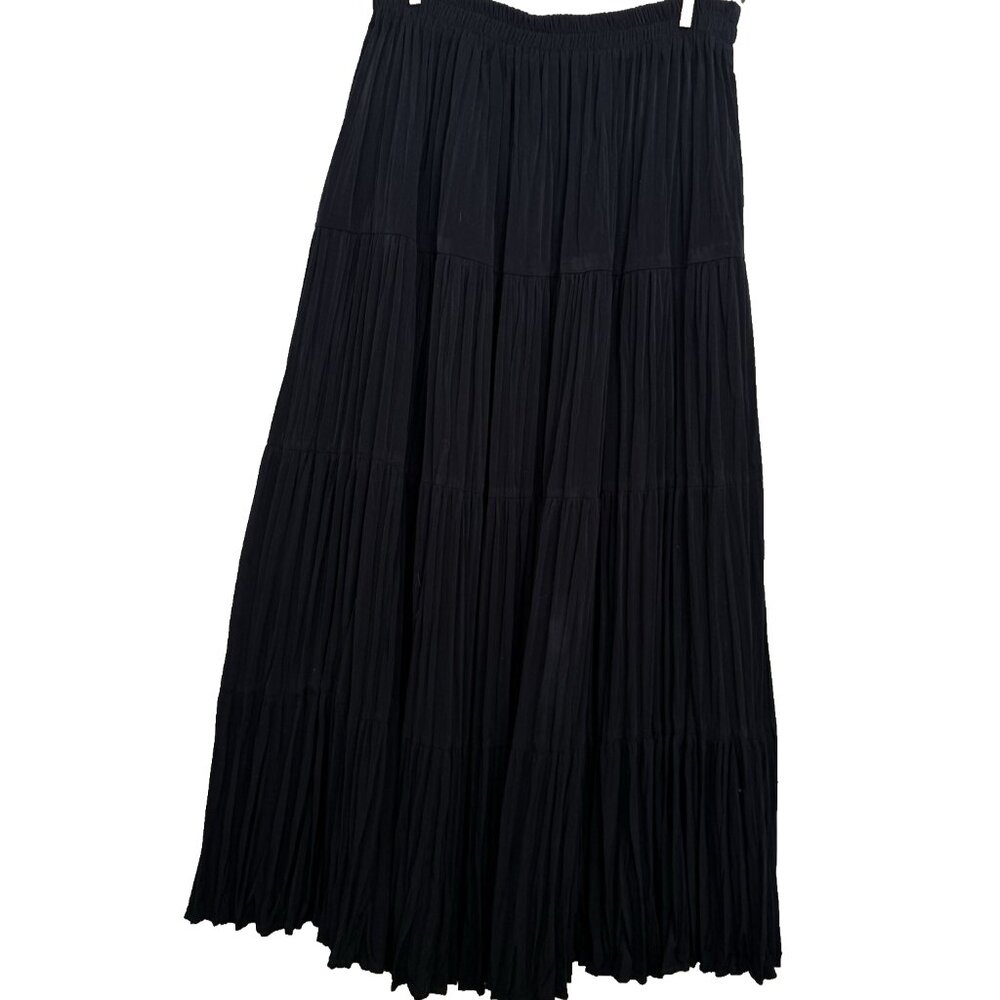 Vintage J Suzette Ruffle Tiered Maxi Skirt Size S Black Cottagecore Western Boho